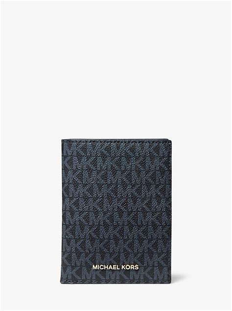 michael kors bedford navy wallet|Bedford Travel Medium Logo Stripe Passport Wallet .